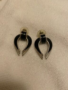Black and Silver Drop Earrings